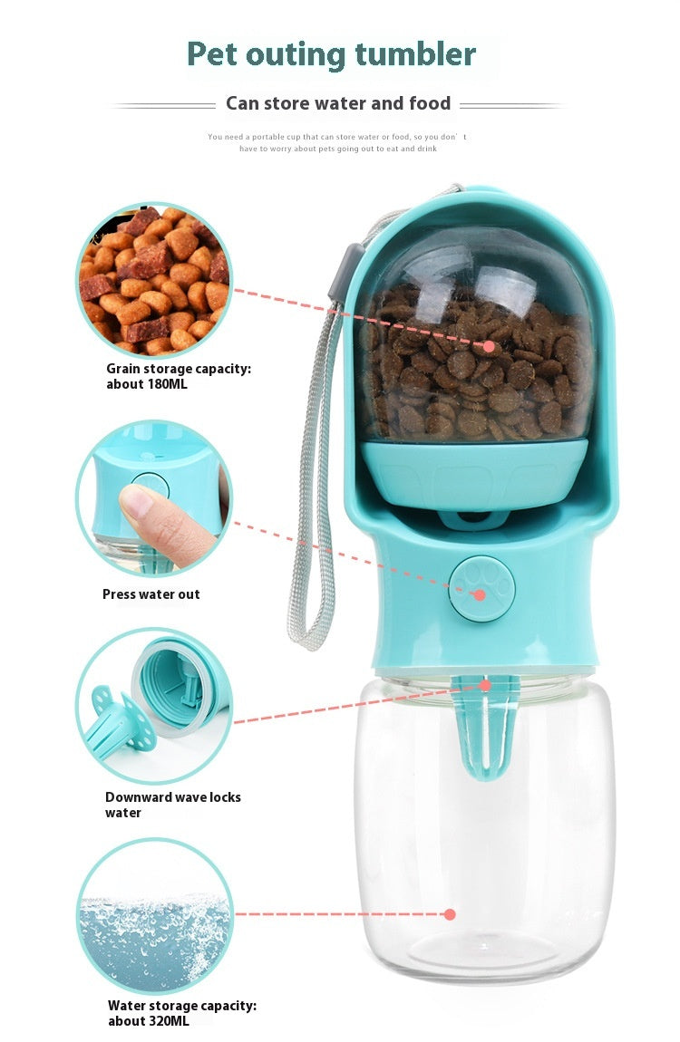Portable Dog Water Bottle with Food Storage Container